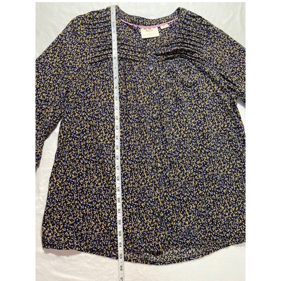 Maeve by Anthropologie Berwick Top Black Print Button Down Size S 3/4 Sleeves - Picture 3 of 14